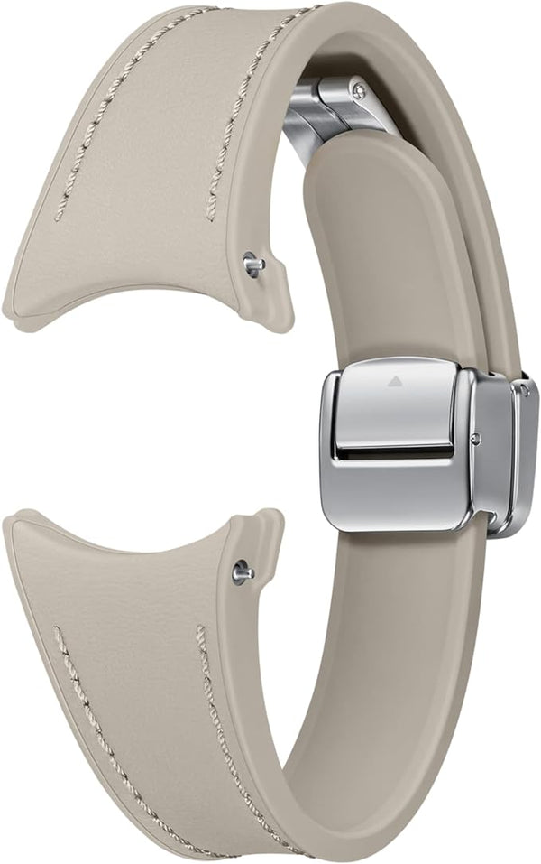 Samsung Galaxy Watch6 D-Buckle Hybrid Leather Band (Slim, S/M) Etoupe