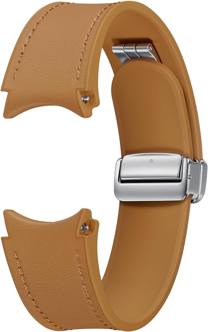 Samsung Galaxy Watch6 D-Buckle Hybrid Leather Band (Normal, S/M) Camel