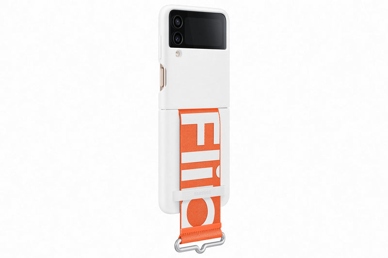 Samsung Galaxy Flip 4 Silicone Cover with Strap White