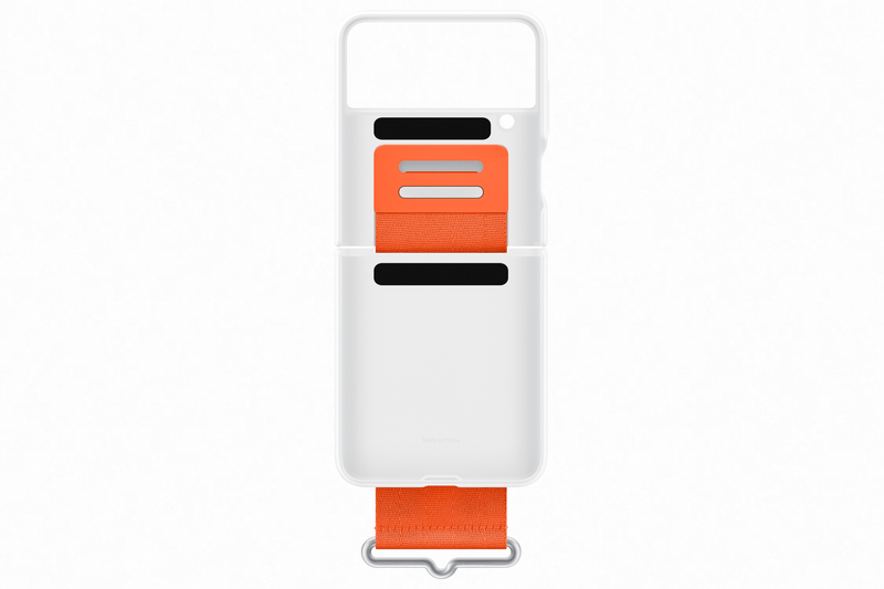 Samsung Galaxy Flip 4 Silicone Cover with Strap White