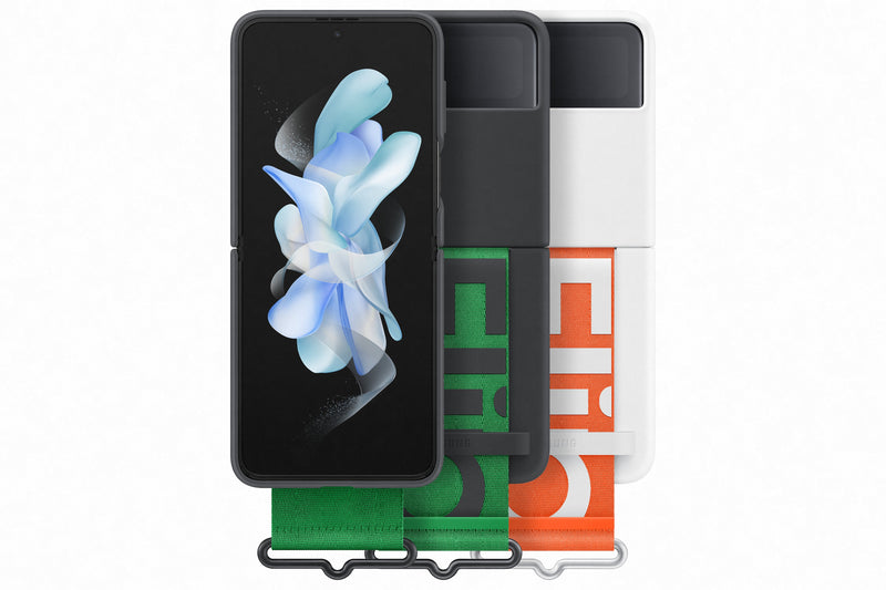 Samsung Galaxy Flip 4 Silicone Cover with Strap White